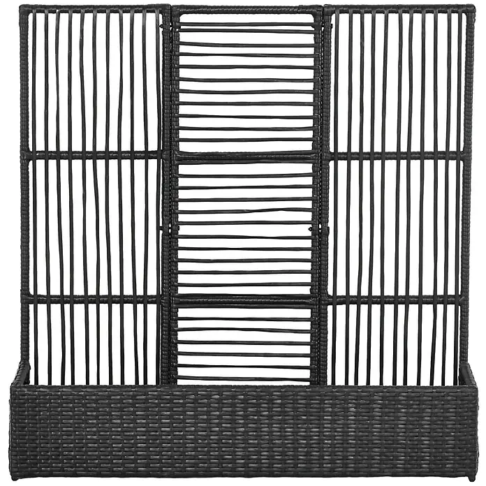 Furnicato Hochbeet - 103 x 103 x 29 cm, Kunststoff, Schwarz - Schwarzer Polyrattan-Pflanzschirm mit integriertem Pflanzkasten.