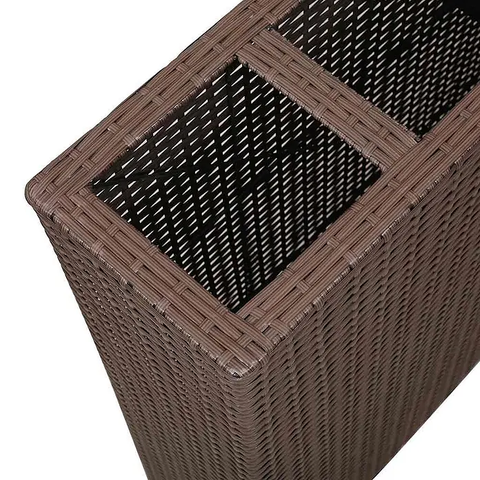 Furnicato Hochbeet Poly Rattan - 79 x 22 x 76 cm, Kunststoff, Braun - Brauner rechteckiger Rattan-Pflanzkasten mit zwei sichtbaren Fächern.