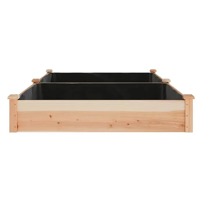 Furnicato Hochbeet - 120 x 240 x 25 cm, Holz, Natur - Gestuftes Hochbeet aus Naturholz mit schwarzer Innenfolie.