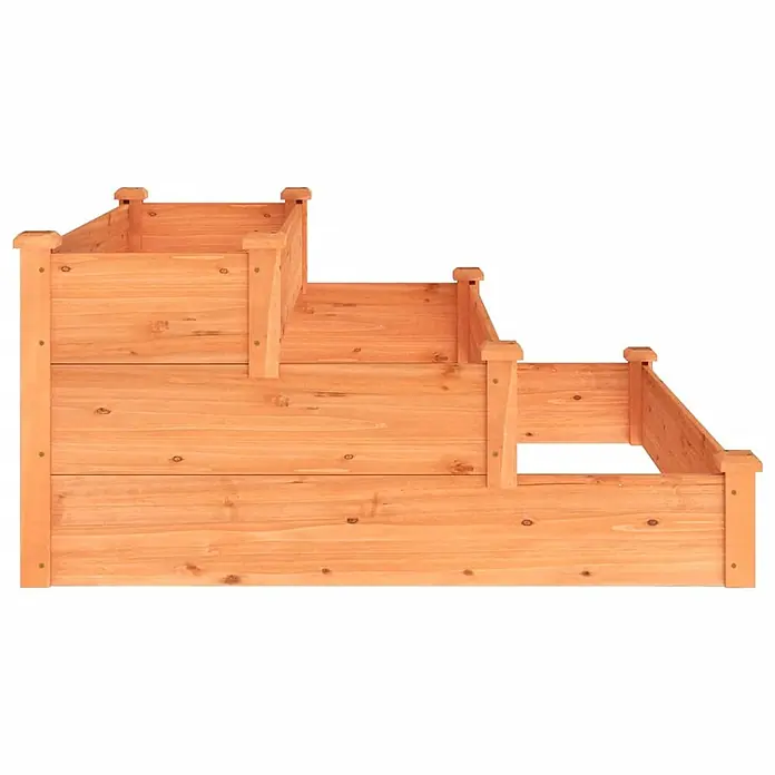 Furnicato Hochbeet Tannen-Massivholz - 120 x 120 x 56 cm, Holz, Braun - Ein dreistufiges Hochbeet aus hellem Naturholz.