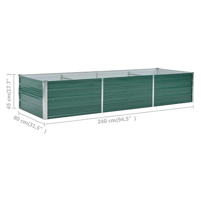 Furnicato Hochbeet - 80 x 240 x 45 cm, Stahl, Grün - Grünes Metall-Hochbeet (240x80x45 cm) zum Bepflanzen.