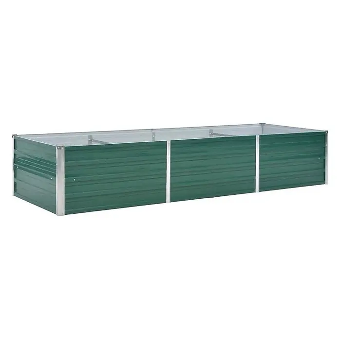 Furnicato Hochbeet - 80 x 240 x 45 cm, Stahl, Grün - Grünes, rechteckiges Hochbeet aus Metall mit silbernen Eckhalterungen, ideal zum Pflanzen.