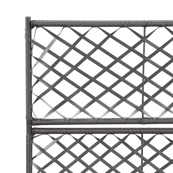 Furnicato Hochbeet - 58 x 30 x 107 cm, Kunststoff, Schwarz - Dunkelgraues geflochtenes Gitterpaneel mit diagonalem Kreuzmuster, umrahmt von passender Struktur.
