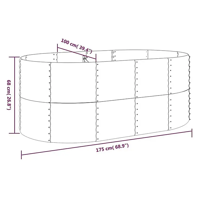 Furnicato Hochbeet - 100 x 175 x 68 cm, Stahl, Braun - Ovales Hochbeet aus Metall mit den Maßen 175x100x68 cm.