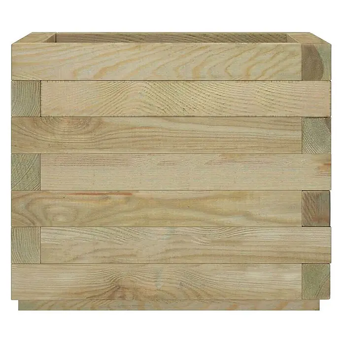 Furnicato Hochbeet - 50 x 50 x 40 cm, Holz, Grün - Quadratischer Holzpflanzkübel aus hellen Holzlatten.