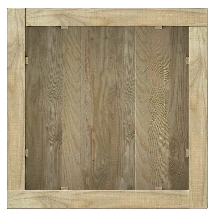 Furnicato Hochbeet - 50 x 50 x 40 cm, Holz, Grün - Quadratische Holzplatte mit hellem Naturholzrahmen und vertikalen Holzbrettern, die von Holzdübeln gehalten werden.