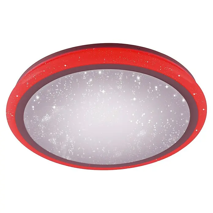 Just Light LED-Deckenleuchte Luisa - 32 W, Weiß, Warmweiß - Rote Deckenleuchte mit Sternenhimmel-Design, ideal für Kinderzimmer. Die Lampe sorgt für eine angenehme und beruhigende Atmosphäre.