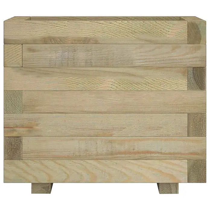 Furnicato Hochbeet - 50 x 50 x 40 cm, Holz, Grün - Quadratischer Pflanzkasten aus hellem Naturholz, auf kleinen Füßen stehend.