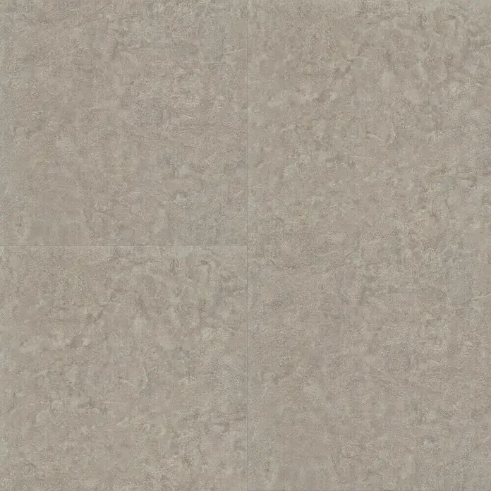 Star Clic Vinylboden Stone - Mykonos, Fliese, 605 x 304,8 x 4,2 mm - Texturierte Bodenfliesen in einem sanften Grauton, ideal für moderne Wohnräume, die eine robuste und stilvolle Oberfläche wünschen.