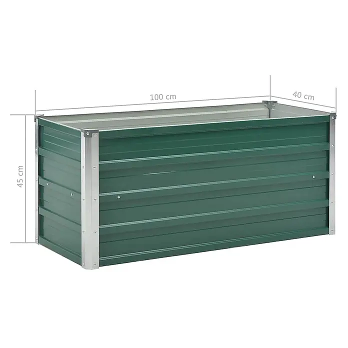 Furnicato Hochbeet - 40 x 100 x 45 cm, Stahl, Grün - Grünes, rechteckiges Hochbeet aus Metall mit Maßen 100x40x45 cm.