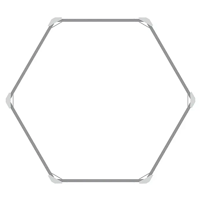Furnicato Hochbeet - 129 x 129 x 77 cm, Stahl, Grün - Grauer sechseckiger Rahmen mit weißen Eckverbindern, ideal für Displays.