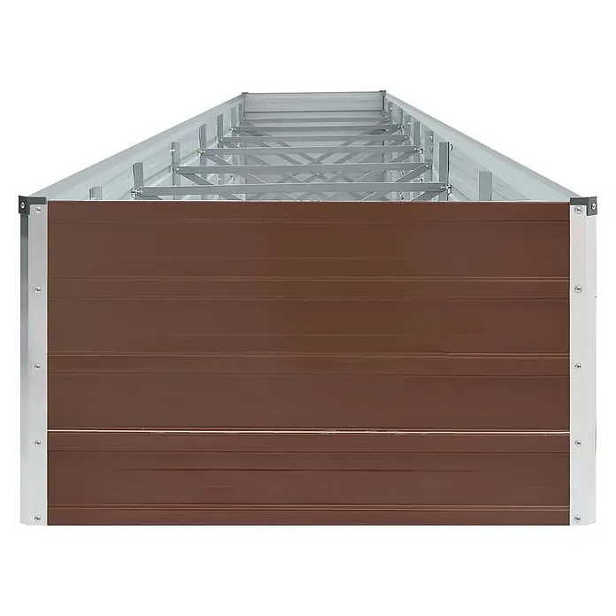 Furnicato Hochbeet - 600 x 80 x 45 cm, Stahl, Braun - Braune Wellblech-Seitenwand für ein Gartenhaus oder Gewächshaus mit sichtbarem Innenrahmen.