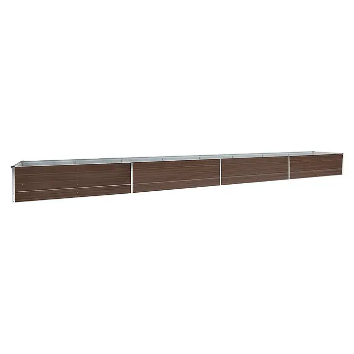 Furnicato Hochbeet - 600 x 80 x 45 cm, Stahl, Braun - Langes, rechteckiges Hochbeet aus braunem und silbernem Metall.