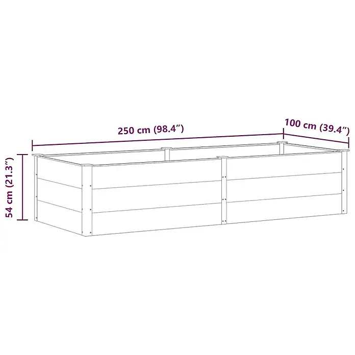 Furnicato Hochbeet - 100 x 250 x 54 cm, Verbundwerkstoff, Grau - Rechteckiges Hochbeet, 250 cm lang, 100 cm breit, 54 cm hoch, mit sichtbarer Paneelkonstruktion.