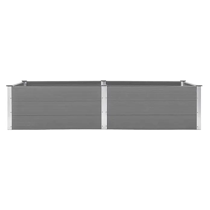 Furnicato Hochbeet - 100 x 250 x 54 cm, Verbundwerkstoff, Grau - Langes, graues Hochbeet aus Verbundmaterial mit silbernen Metall-Eck- und Mittelstützen.