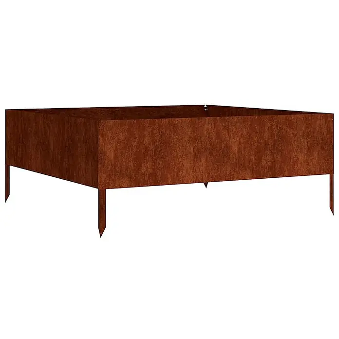 Furnicato Hochbeet - 100 x 100 x 41 cm, Stahl, Witterungsbeständiger Stahl/Braun - Rostbraunes rechteckiges Hochbeet mit spitzen Erdspießen.