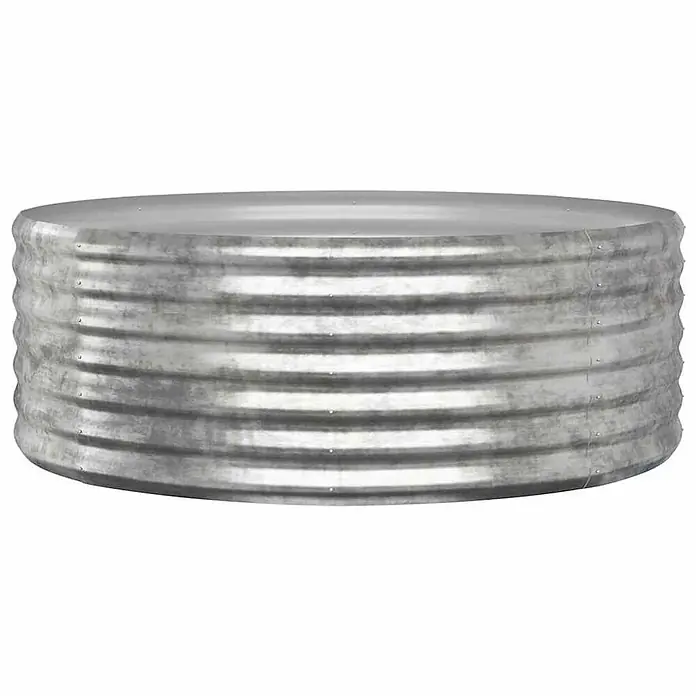 Furnicato Hochbeet rund, verzinkter Stahl, 100 x 100 x 36 cm, Silber -  - Niedriger, runder Pflanzkübel oder Wassertrog aus verzinktem Stahl mit Wellenstruktur.