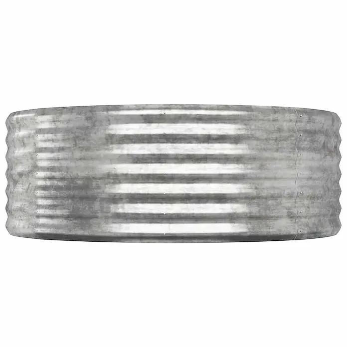 Furnicato Hochbeet rund, verzinkter Stahl, 100 x 100 x 36 cm, Silber -  - Rundes gewelltes verzinktes Metallbecken oder Pflanzgefäß.