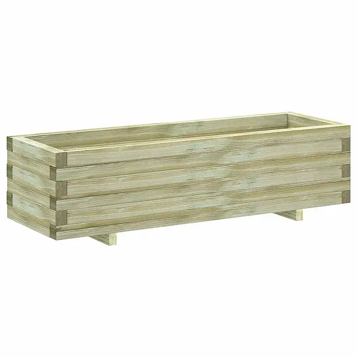 Furnicato Hochbeet - 120 x 40 x 30 cm, Holz, Grün - Rechteckiger Blumenkasten aus Holz, hellgrün getönte Holzoberfläche, für Pflanzen.