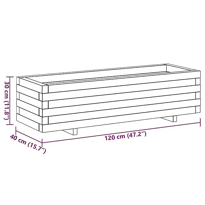 Furnicato Hochbeet - 120 x 40 x 30 cm, Holz, Grün - Hölzerner Pflanzkasten mit Abmessungen: 120 cm (L) x 40 cm (B) x 30 cm (H).
