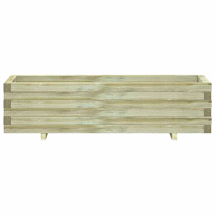 Furnicato Hochbeet - 120 x 40 x 30 cm, Holz, Grün - Rechteckiger Pflanzkasten aus hellem Holz mit Lamellendesign, auf kleinen Füßen.