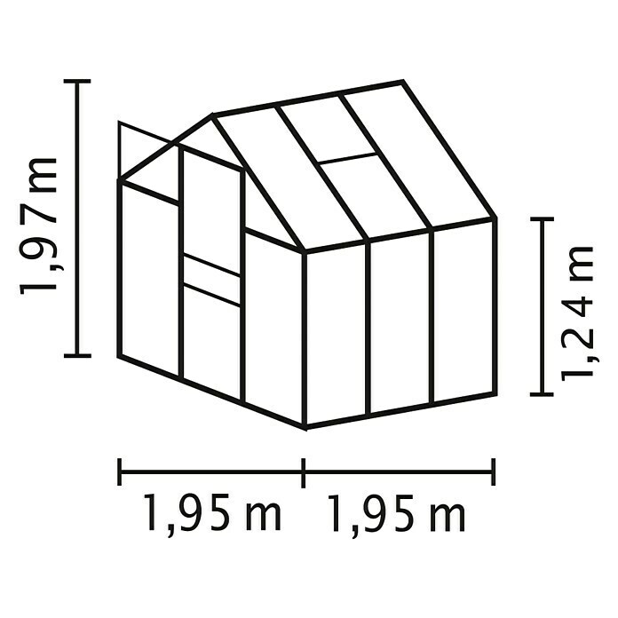 Vitavia Gewächshaus Venus 38001,95 x 1,95 x 1,97 m, Farbe: Silbergrau, Polycarbonat, 4 mm Unknown