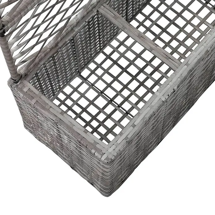 Furnicato Hochbeet - 83 x 30 x 130 cm, Kunststoff, Grau - Grauer geflochtener rechteckiger Korb mit offenem Deckel und zwei Innenfächern.