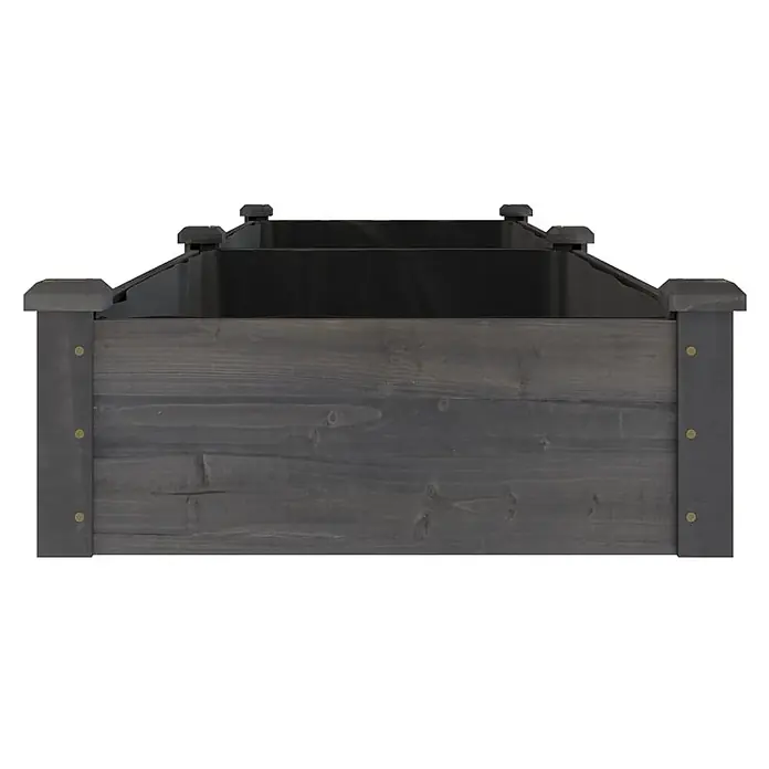 Furnicato Hochbeet - 240 x 60 x 25 cm, Holz, Grau - Dunkelgraues Hochbeet aus Holz mit schwarzer Innenverkleidung und messingfarbenen Befestigungen.