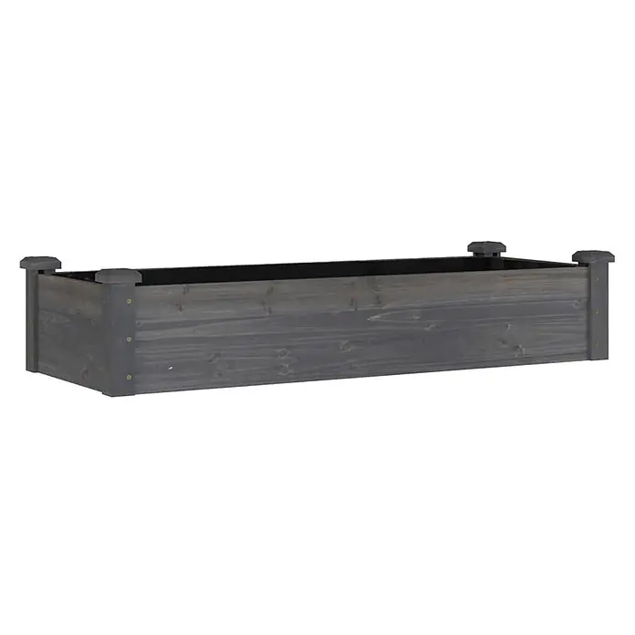 Furnicato Hochbeet - 120 x 45 x 25 cm, Holz, Grau - Dunkelgrauer Holz-Pflanzkasten.
