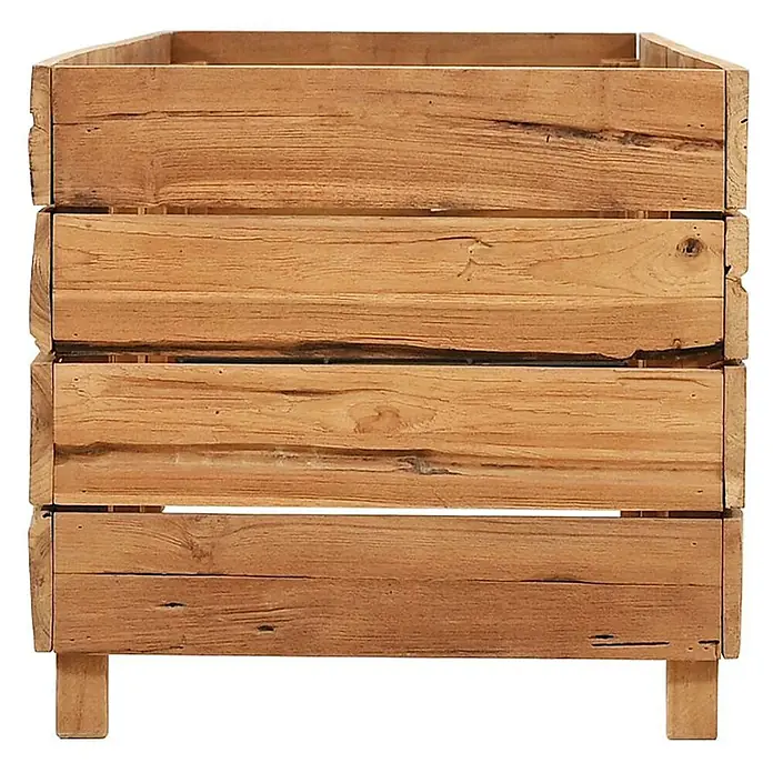 Furnicato Hochbeet - 150 x 40 x 38 cm, Holz, Braun - Pflanzkasten aus Naturholz mit Holzlatten und kurzen Beinen.