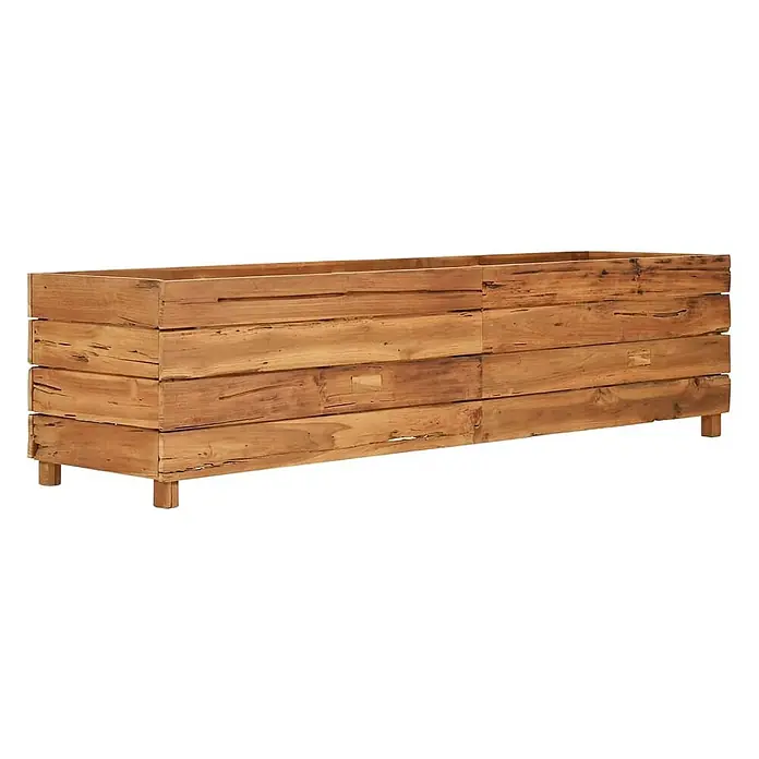 Furnicato Hochbeet - 150 x 40 x 38 cm, Holz, Braun - Rechteckiger Pflanzkasten aus naturfarbenen, verwitterten Holzbohlen, auf kurzen Beinen erhöht.