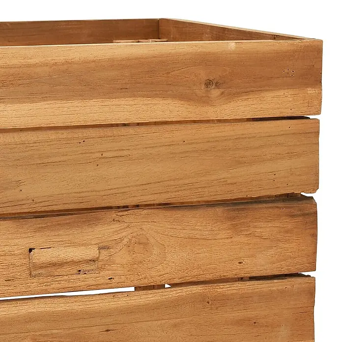 Furnicato Hochbeet - 150 x 40 x 38 cm, Holz, Braun - Nahaufnahme einer hellbraunen Lattenkiste aus Holz mit sichtbarer Maserung und Ästen.