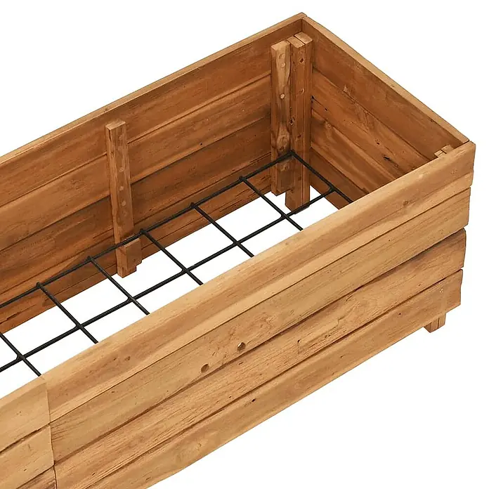 Furnicato Hochbeet - 150 x 40 x 38 cm, Holz, Braun - Hellbraunes Hochbeet aus Holz mit schwarzem Metallgitterboden.