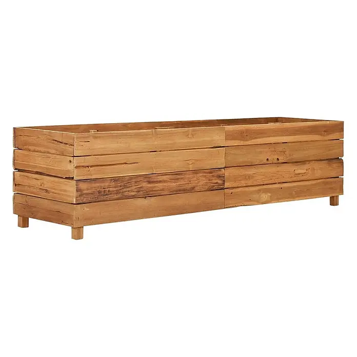 Furnicato Hochbeet - 150 x 40 x 38 cm, Holz, Braun - Rechteckiger Holzbalkonkasten mit kurzen Beinen, aus gestapelten, rustikalen Brettern gefertigt.