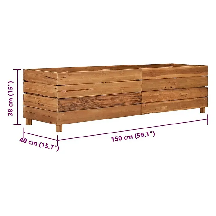 Furnicato Hochbeet - 150 x 40 x 38 cm, Holz, Braun - Brauner rechteckiger Holz-Pflanzkasten auf kurzen Beinen, 150x40x38 cm.