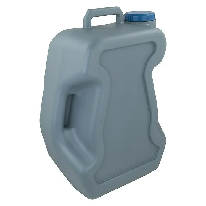 Campingaz Campingtoilette Portable - L x B x H: 58 x 41 x 45 cm, Fassungsvermögen Wassertank: 15 l, Kunststoff - Grauer Wasserkanister aus Kunststoff mit blauem Deckel und Tragegriff, ideal für Camping und Outdoor-Aktivitäten.