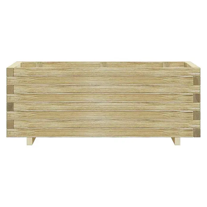 Furnicato Hochbeet - 50 x 100 x 40 cm, Holz, Beige - Hochbeet aus hellem Holz, gefertigt aus gestapelten Planken, mit Eckverbindungen und kurzen Füßen.