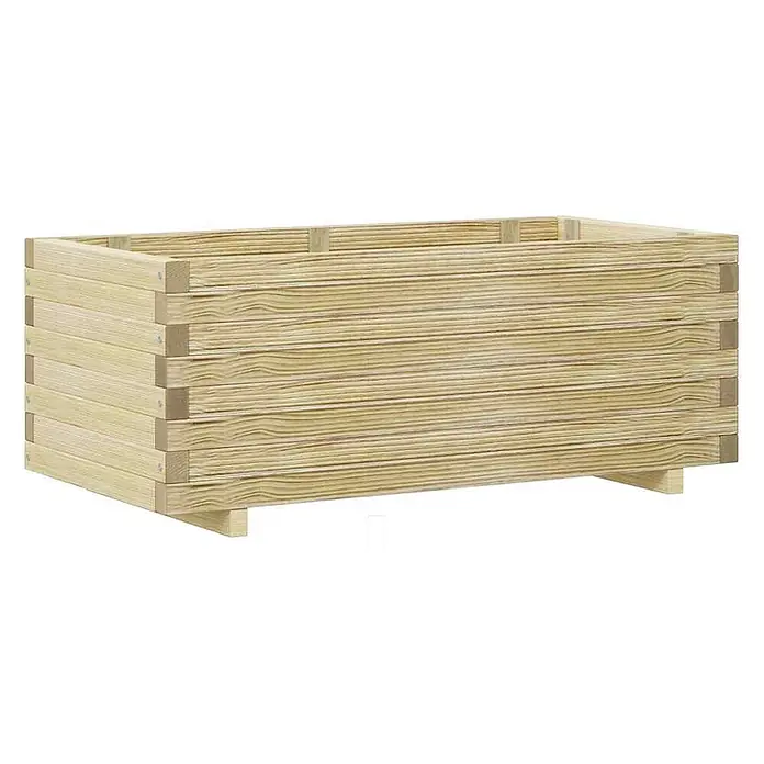 Furnicato Hochbeet - 50 x 100 x 40 cm, Holz, Beige - Rechteckiger Pflanzkasten aus hellem Holz mit ineinandergreifenden Brettern.