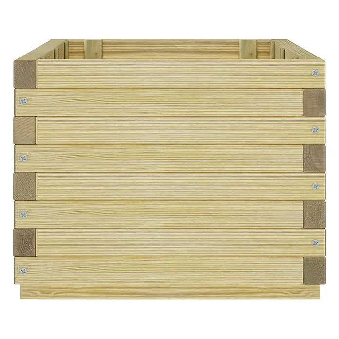Furnicato Hochbeet - 50 x 100 x 40 cm, Holz, Beige - Quadratischer Pflanzkasten aus hellem, horizontal lamelliertem Holz, mit sichtbaren Schrauben montiert.