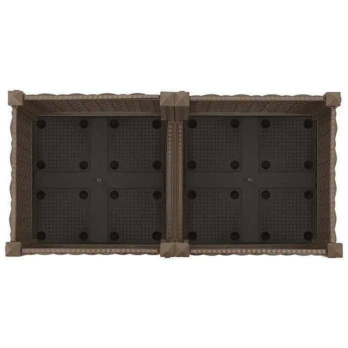 Furnicato Hochbeet - 80 x 40 x 71 cm, Kunststoff, Braun - Zwei verbundene braune Hochbeete aus Kunststoff mit strukturierten Seiten und perforierten Böden zur Drainage.