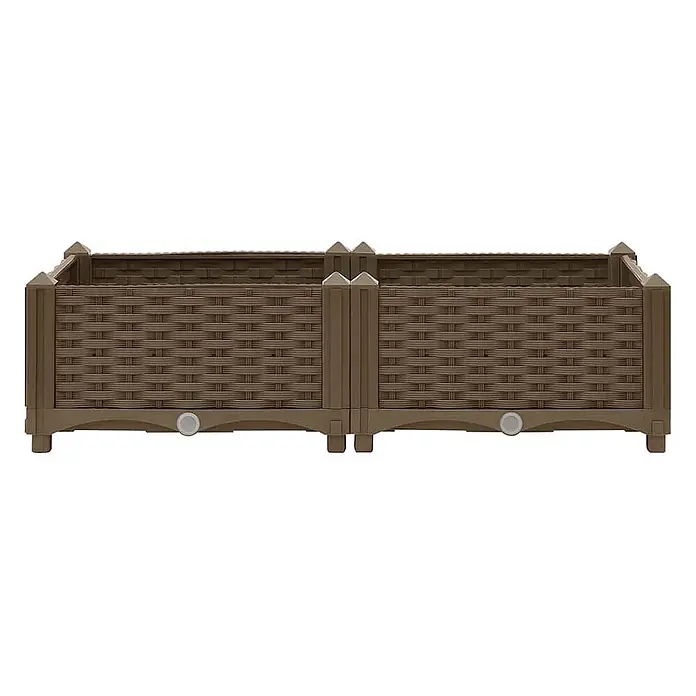 Furnicato Hochbeet - 80 x 40 x 23 cm, Kunststoff, Braun - Braunes, modularer Hochbeet in Rattan-Optik mit Ablassstopfen.