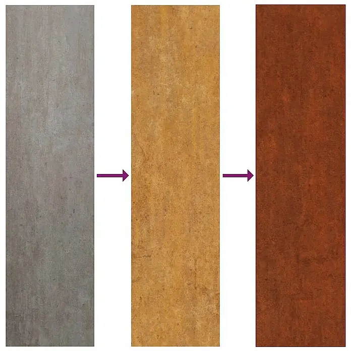 Furnicato Hochbeet - 280 x 80 x 80 cm, Stahl, Braun - Materialfarbe ändert sich von Grau über Goldbraun zu Rostbraun, zeigt natürliche Patinaentwicklung.