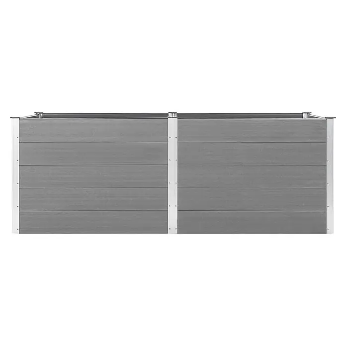 Furnicato Hochbeet - 100 x 250 x 91 cm, Verbundwerkstoff, Grau - Graues Hochbeet aus WPC-Planken mit silbernem Metallrahmen.