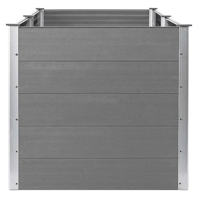 Furnicato Hochbeet - 100 x 250 x 91 cm, Verbundwerkstoff, Grau - Graues, lamelliertes Hochbeet aus Verbundwerkstoff mit silbernen Aluminium-Eckprofilen.