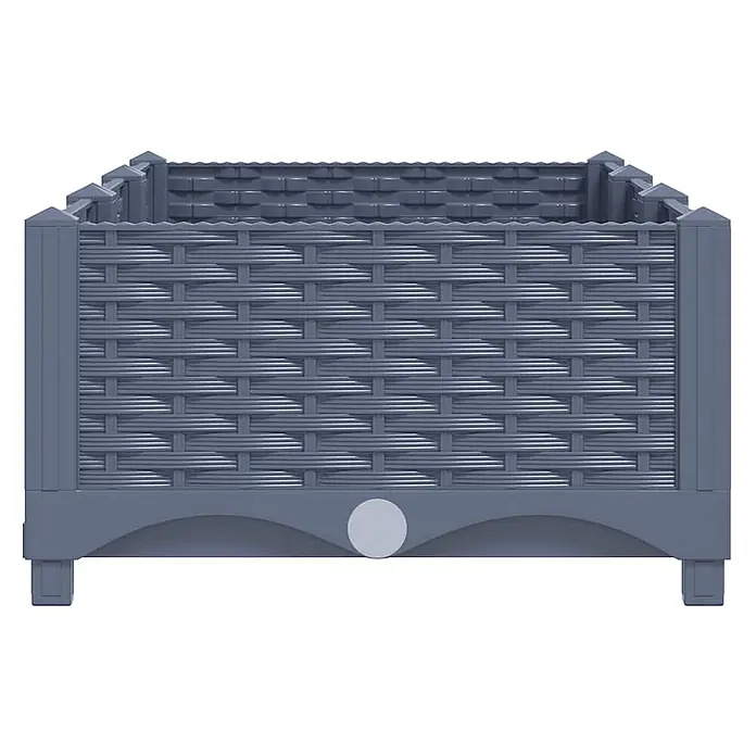 Furnicato Hochbeet - 120 x 40 x 23 cm, Kunststoff, Blaugrau - Graues rechteckiges Hochbeet mit geflochtener Rattan-Optik.
