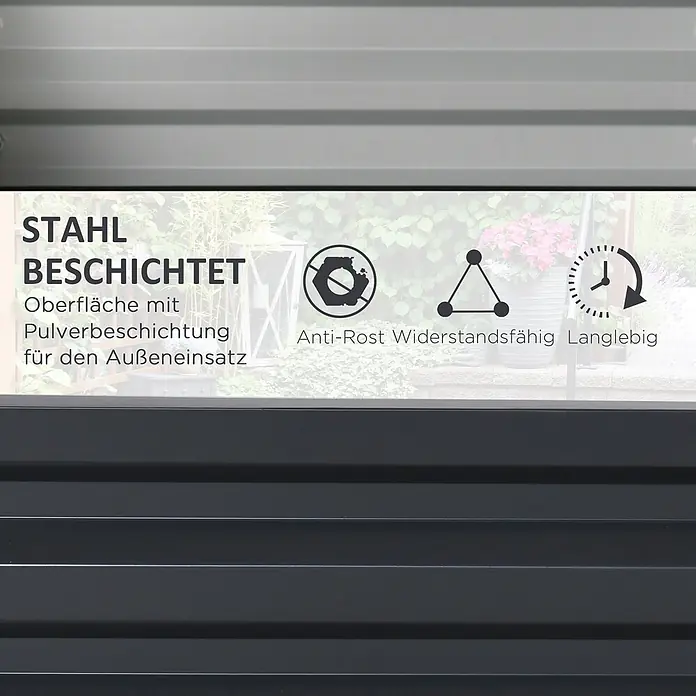 Furnicato Hochbeet - 120 x 60 x 30,5 cm, Stahl, Grau - Dunkelgraue, pulverbeschichtete Stahlprofilplatte für den Außenbereich. Rostfrei, widerstandsfähig und langlebig.