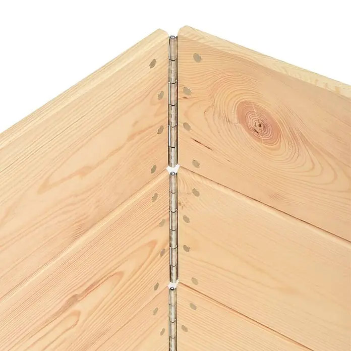 Furnicato Hochbeet - 120 x 80 x 19 cm, Holz, Braun - Ecke eines Hochbeets aus hellem Kiefernholz, verbunden mit flexiblen Metallscharnieren.