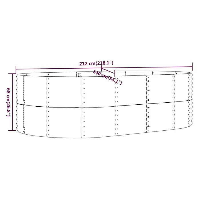 Furnicato Hochbeet - 212 x 140 x 68 cm, Stahl, Braun - Ovaler Metall-Gartenpool mit den Maßen 212x140x68 cm.