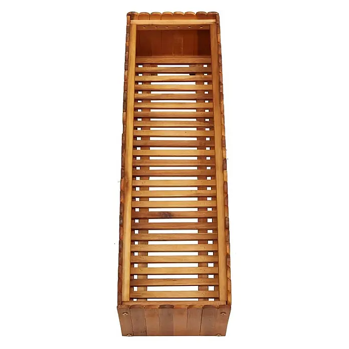 Furnicato Hochbeet - 100 x 30 x 25 cm, Holz, Braun - Langer hölzerner Blumenkasten mit Lattenseiten und massivem Boden, in Naturholzoptik.