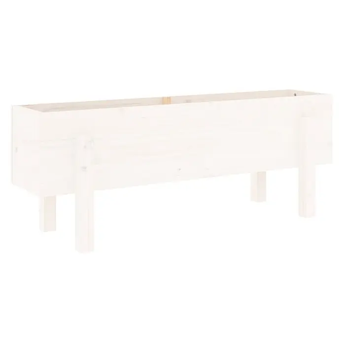 Furnicato Hochbeet - 30 x 101 x 38 cm, Holz, Weiße Kiefer - Weißer rechteckiger Pflanzkasten aus Holz mit Beinen.